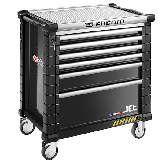 Roller Cabinet, 6 Drawers, L 759 x H 421 mm, 4 Modules per Drawer, Black, Safety Range